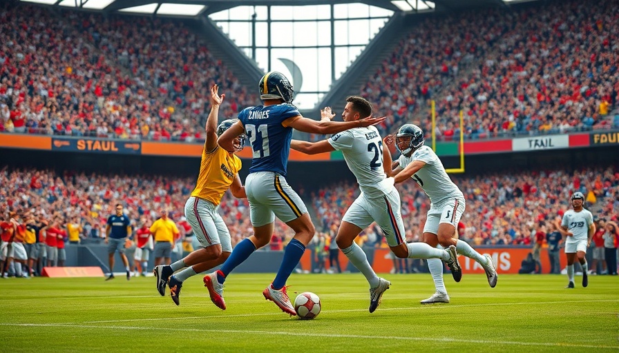 Football match celebration amidst crowd, Tampa Bay impact.