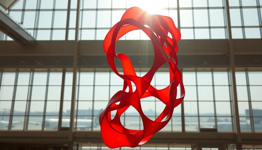 Intricate art installation at Austin Airport terminal.