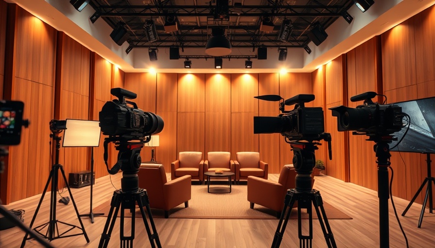 Studio set for Tim Draper's Meet the Drapers pitch show with cameras and stage.