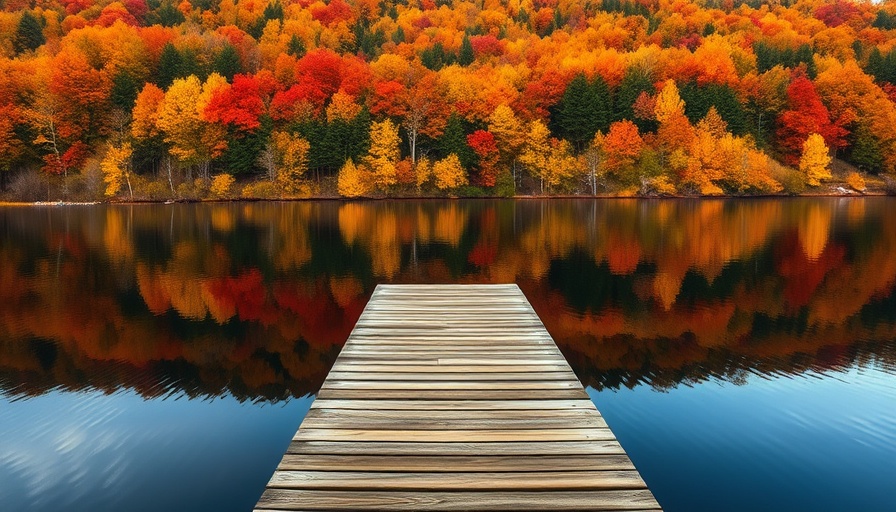 Scenic autumn lake in North Stonington with colorful trees.
