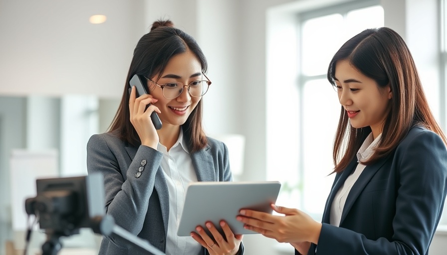 Professional women discussing operations management benefits in an office.