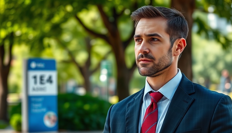 Tampa candidate forum attendee in business suit outdoors