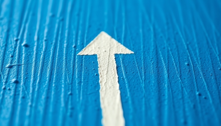 Textured surface with upward arrow depicting smartphone market growth with AI.