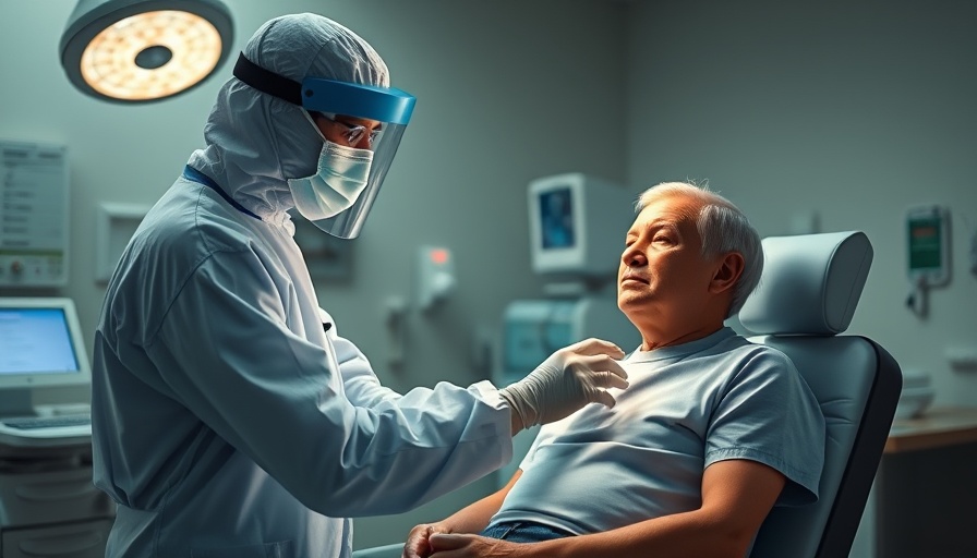 Doctor administering light-based therapy for sepsis to patient in clinic.