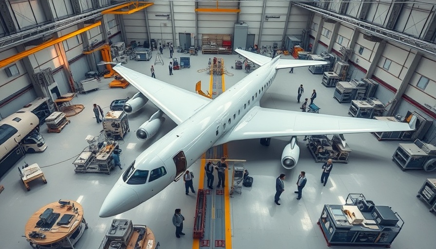 Aerial view of an aircraft workshop at Beta Technologies, highlighting the innovative atmosphere.
