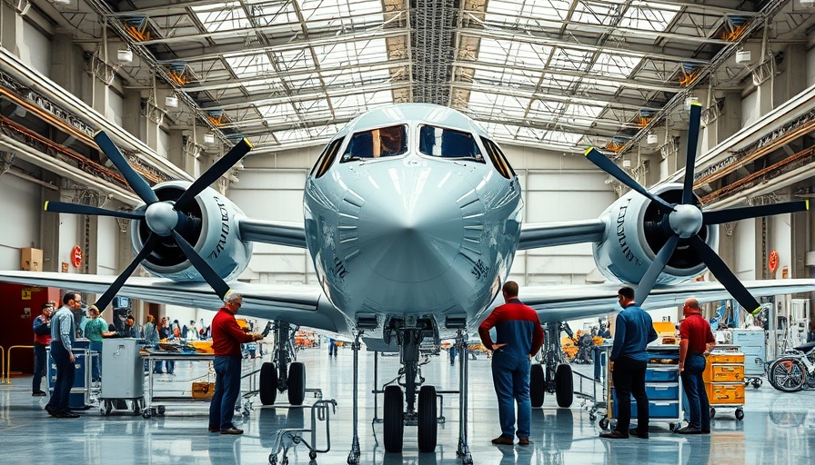 Engineers working on a modern aircraft in a large hangar at Beta Technologies.