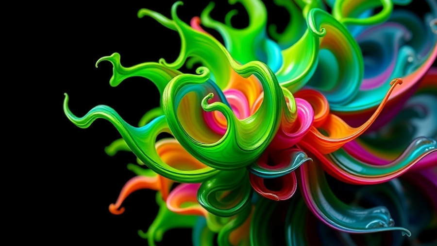 Vibrant abstract green patterns resembling miniature nose models.