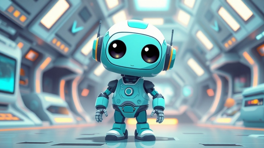 Adorable teal cartoon robot in a digital schematic, Hidden Apple TV Features