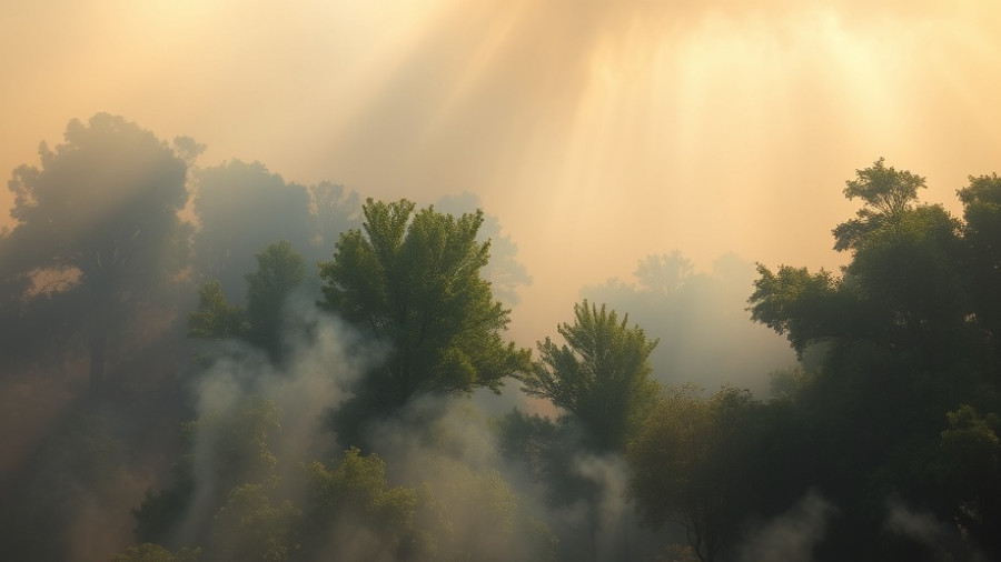 Smoke enveloping trees during Austin wildfire disaster declaration