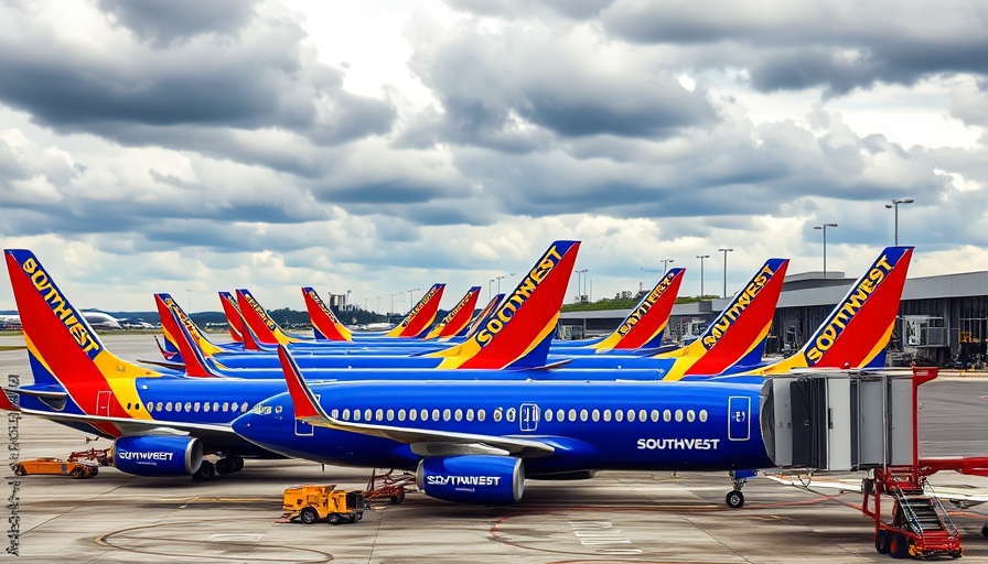 Southwest Airlines planes parked at airport highlighting baggage policies.
