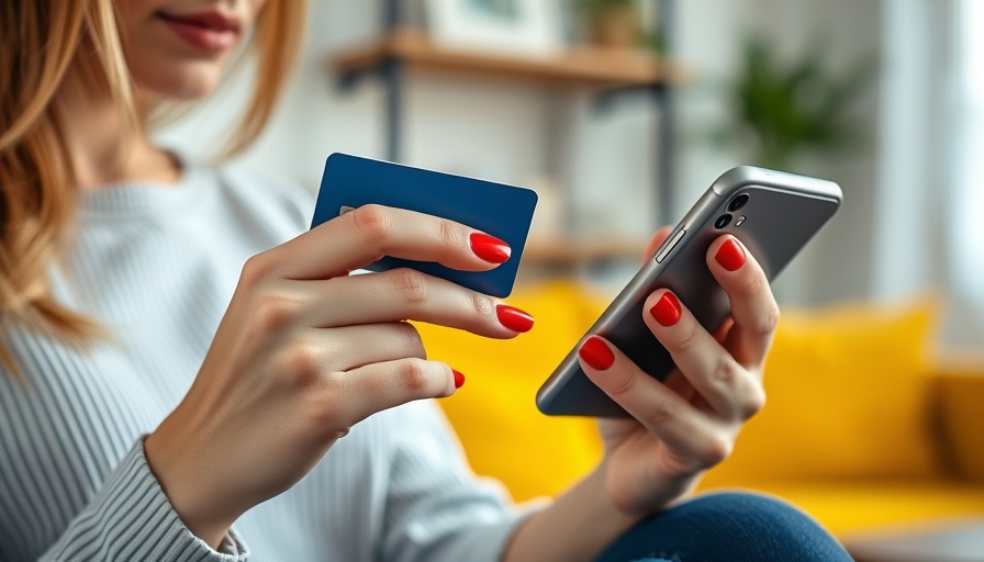 Engage with rewards: woman using phone and card.