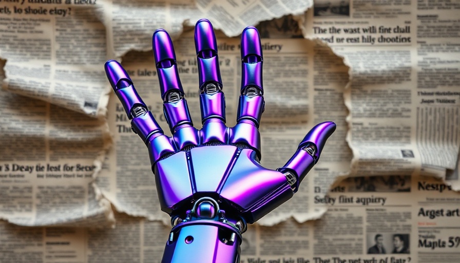 Futuristic robotic hand with open palm against newspaper. Rethinking African edtech.