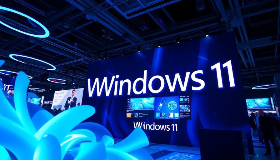 Windows 11 display highlighting AI features in modern tech event.