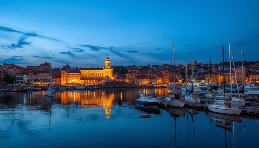 Tranquil harbor scene near Datacloud Global Congress 2025.