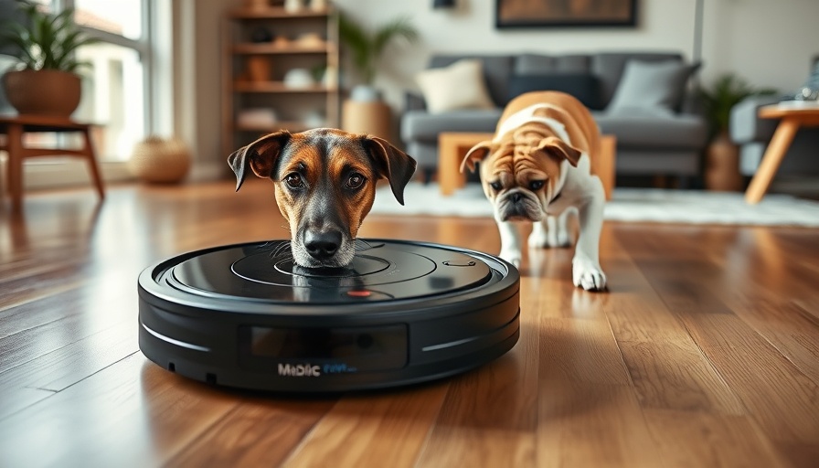 Robot vacuum cleaning pet hair near curious dog, best robot vacuums for pet hair of 2025