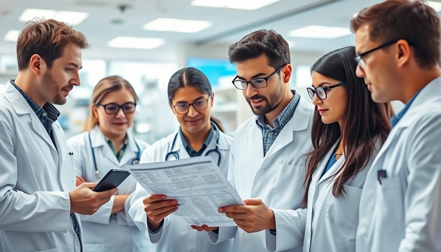 Scientists examining paper-based diagnostic tool in a lab.