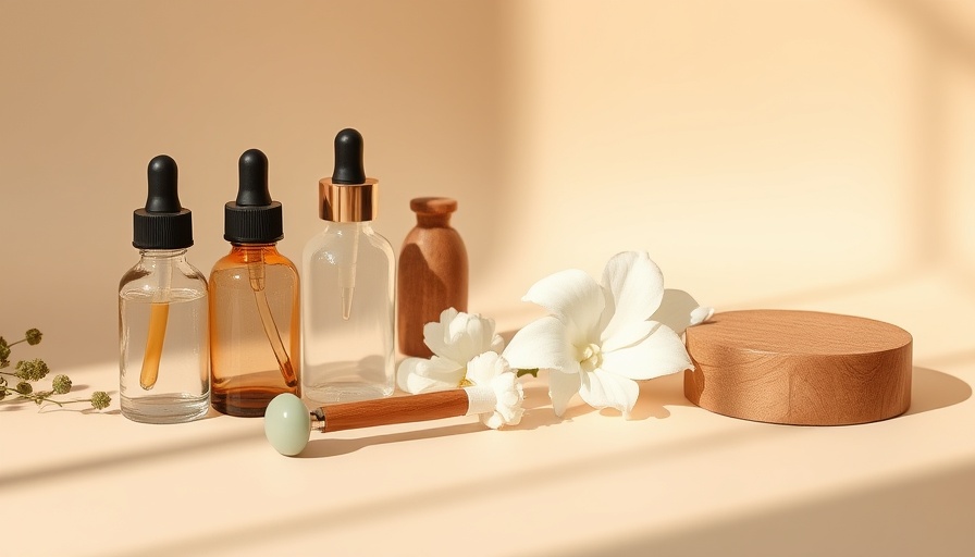Skincare products and jade roller with flower, skin care trends 2025