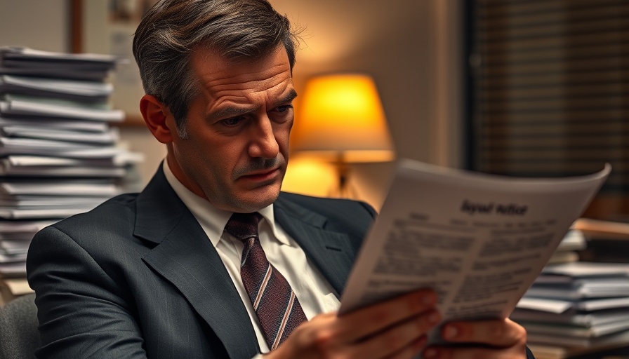 Federal layoffs impact shown through a man reading a layoff notice in an office.