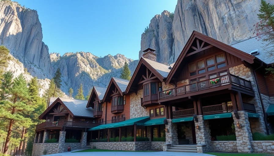 Rustic lodge in Yosemite, top accommodation with scenic backdrop