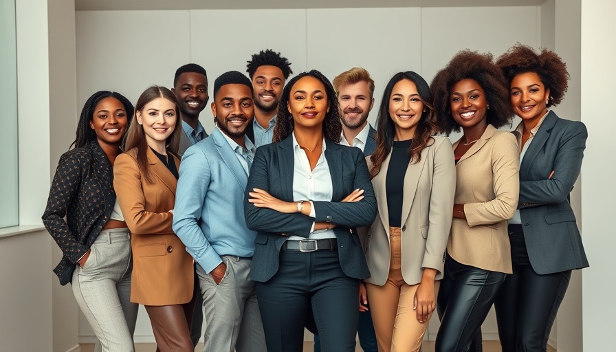 Stylish diverse group showcasing vibrant fashion, modern interior, warm tones.