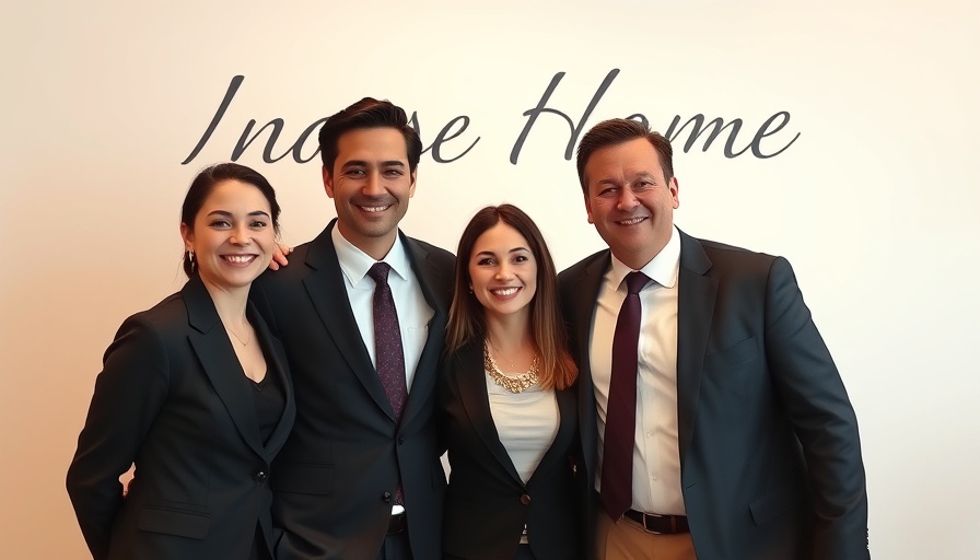 Three people in formal attire smiling together indoors.
