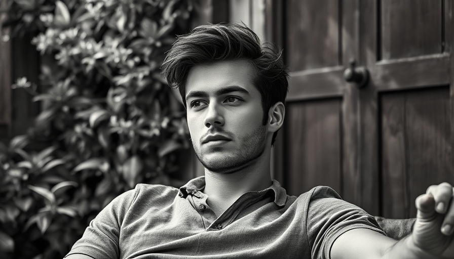 Jonathan Anderson seated casually in garden setting.