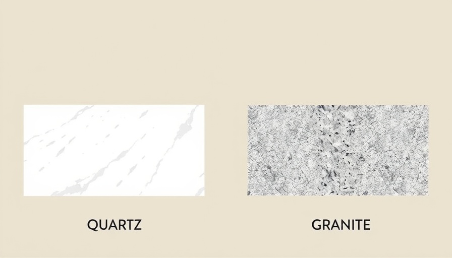 Illustration of quartz vs granite countertops comparison.