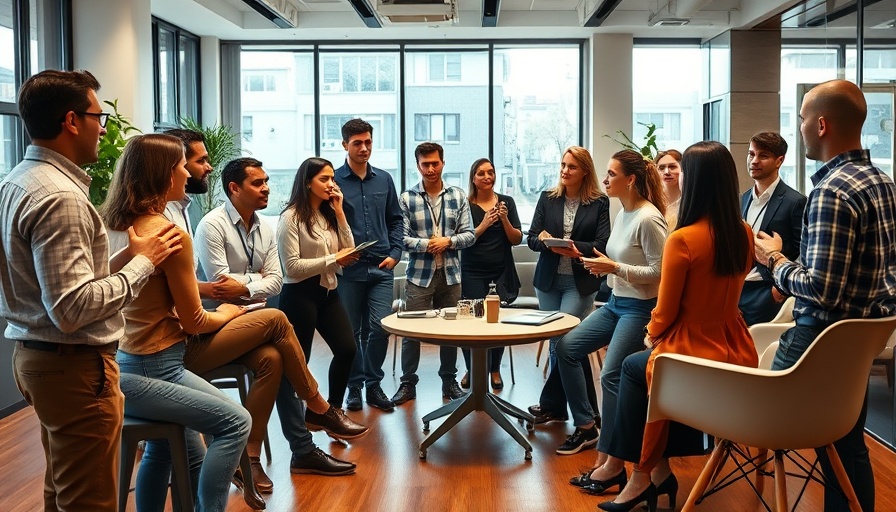 Modern office meeting exemplifying how to leverage AI agents without harming employee wellbeing.