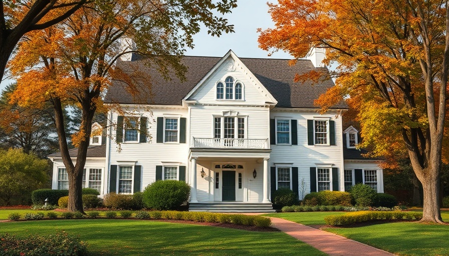 Colonial house with lush landscaping, preventing basement floods