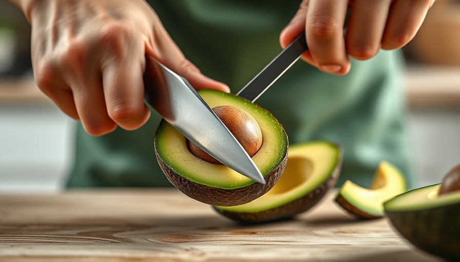 Peeling avocado close-up for better gut health.