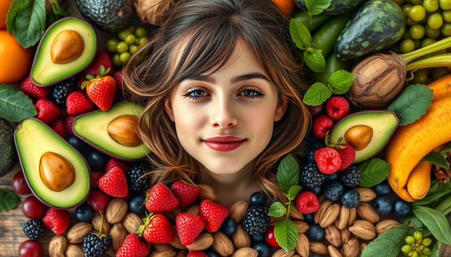 Superfoods every woman must have: young woman with superfoods.
