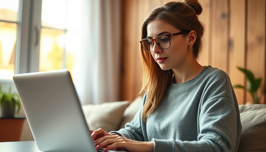 Focused woman working on laptop at home for business loan options.