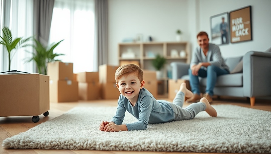 Young family unpacking in a new home, symbolizing buying a home in a school district.