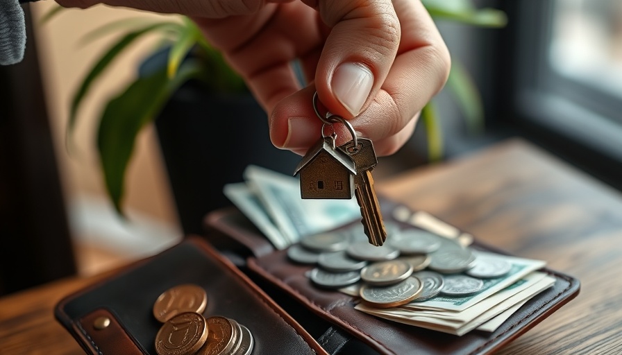 Person holding house keys over a wallet, symbolizing real estate transactions.