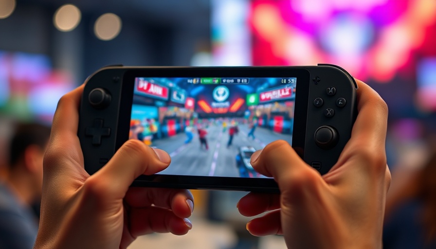 Modern handheld gaming device in use with vibrant background.
