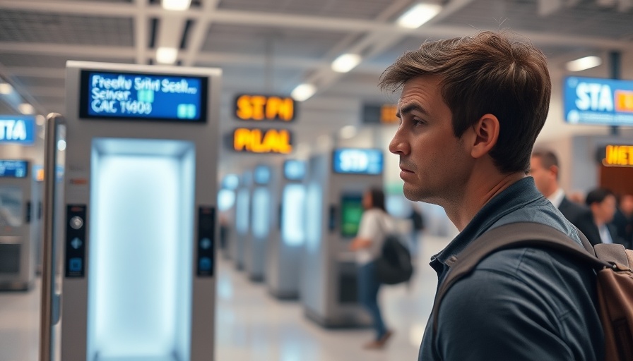 Modern TSA line mistake in 2025 with confused traveler at scanner.