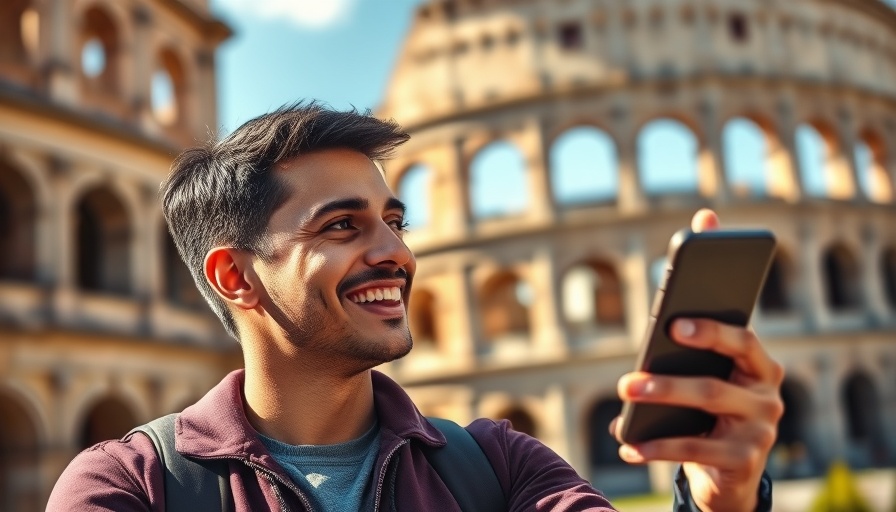 Travel tip to save on roaming fees with phone off near Colosseum.
