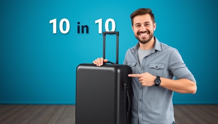 Smiling man endorsing Broy Transit Carry-On suitcase.