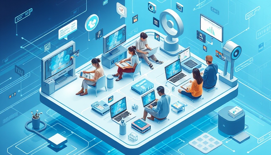 Digital customer education strategies illustration in isometric style.