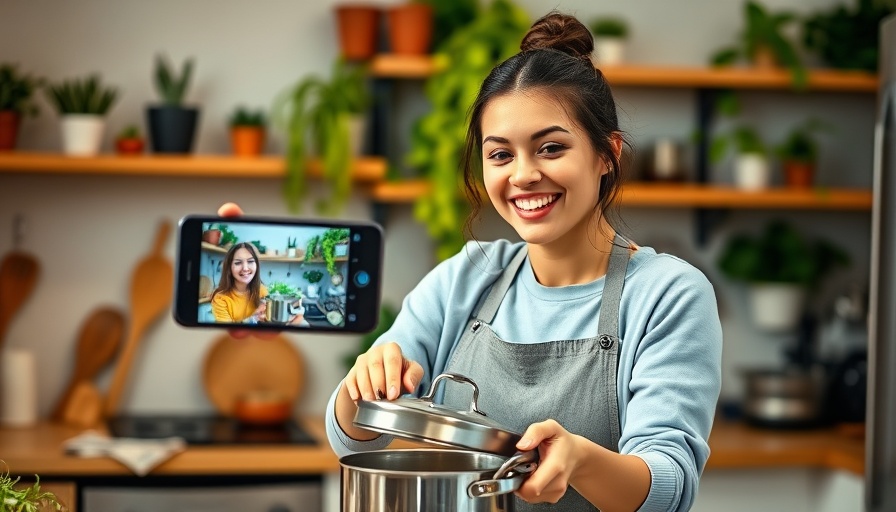 Young woman filming a cooking video for side hustles in 2025.