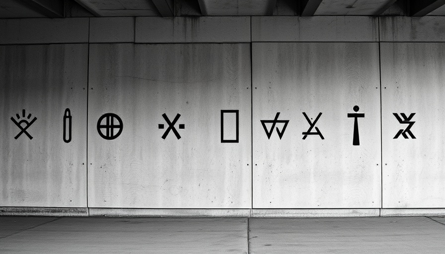 Abstract symbols on a wall showcasing the weirdest things AI can do.