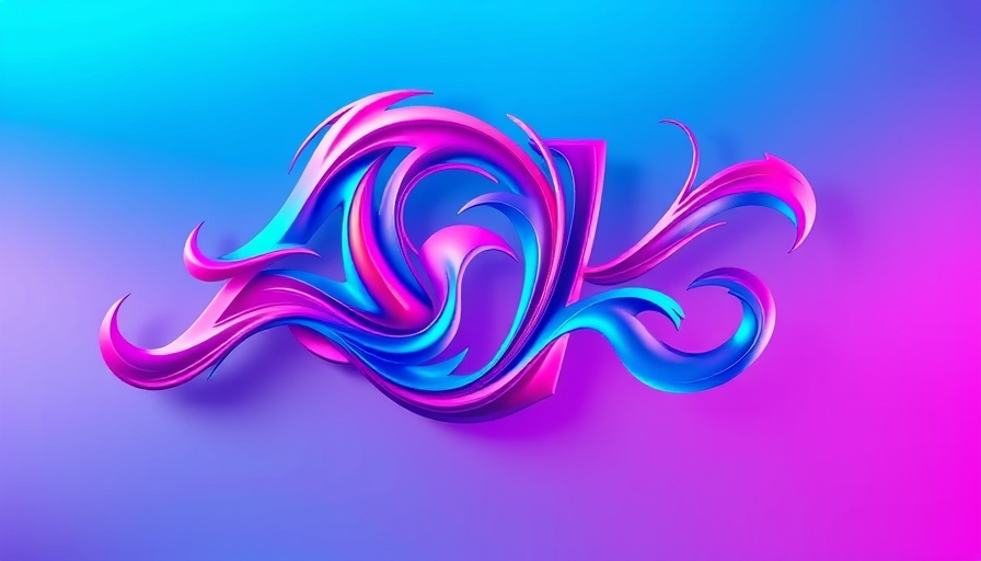 Vibrant AI lettering with futuristic design, colorful abstract patterns.