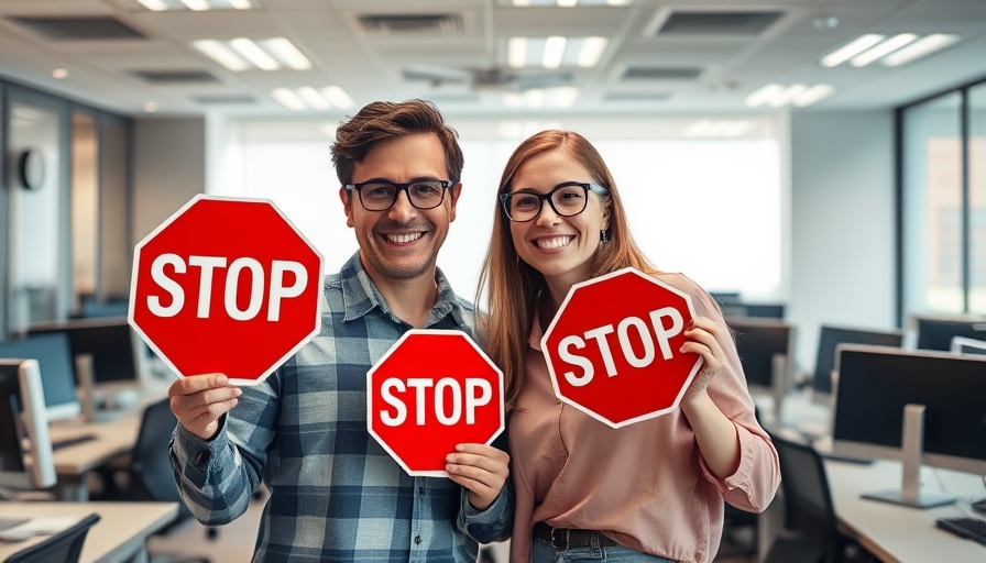 AI Stop Sign Cameras for Road Safety concept with two people holding stop signs.
