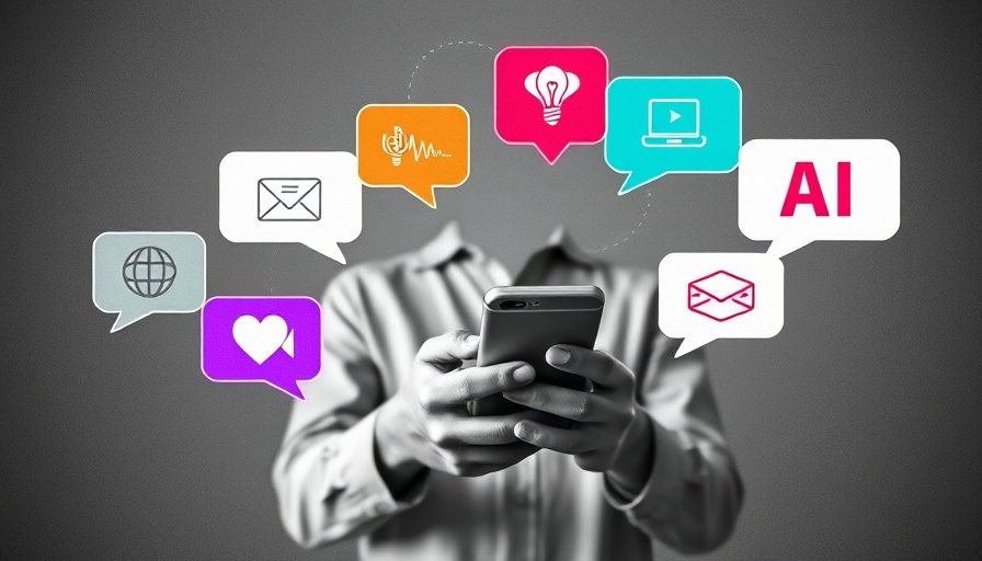 Using AI to manage social media: monochrome person with colorful speech bubbles.
