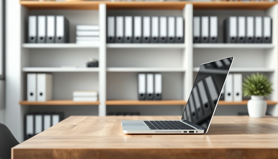 Modern laptop in office, implying AI detection tools for small businesses.