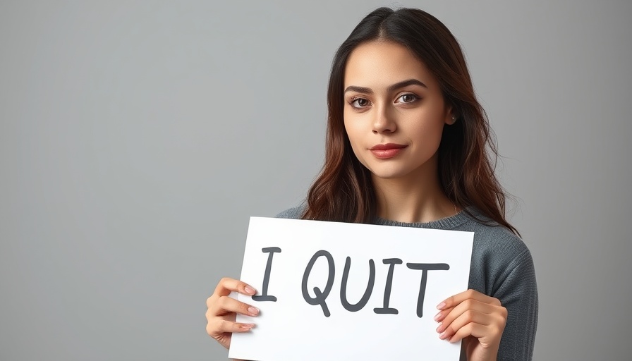 Young woman holds 'I Quit' sign highlighting why Gen Z quits fast.