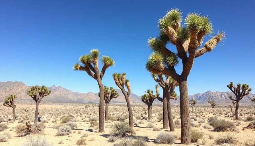 Majestic Joshua trees in Joshua Tree National Park, clear sky.