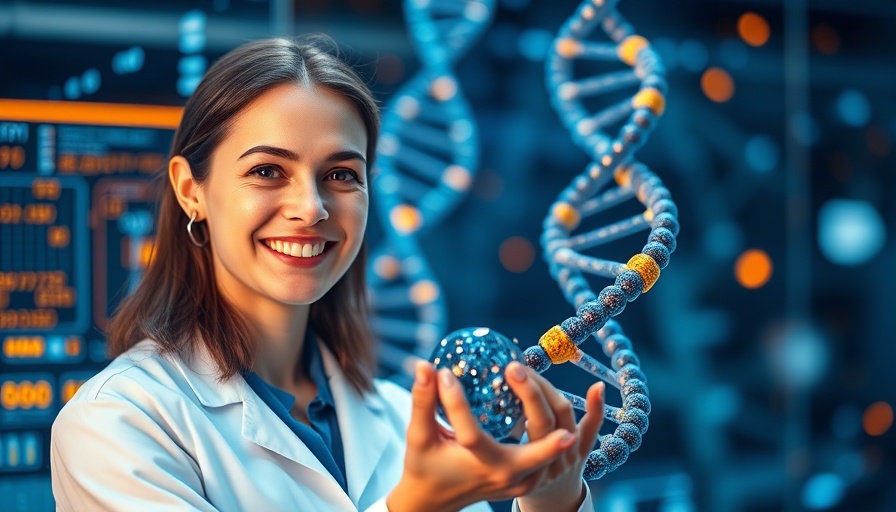 Doudna supercomputer AI research scene with scientist and DNA model.
