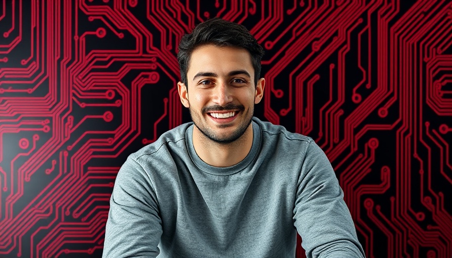 Fusion Energy for AI Boom - smiling man with circuit background.