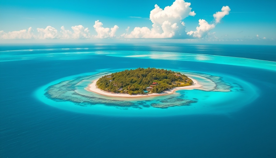 Aerial view of a tropical island in the Maldives, ideal for solo trip adventures.